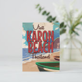Karon Beach thailand vintage reisposter Briefkaart (Staand voorkant)