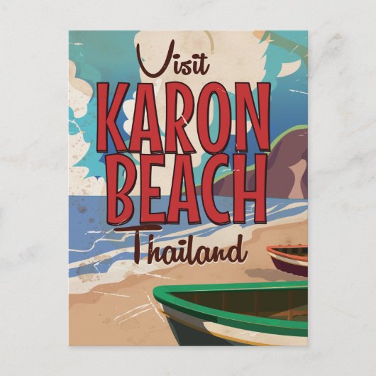 Karon Beach thailand vintage reisposter Briefkaart (Voorkant)
