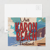 Karon Beach thailand vintage reisposter Briefkaart (Voorkant / Achterkant)