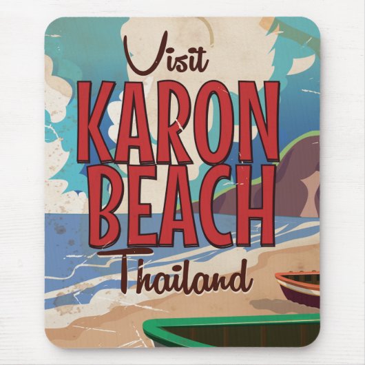 Karon Beach thailand vintage reisposter Muismat (Voorkant)