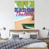 Karon thailand cartoon reisposter. canvas afdruk (Insitu (Slaapkamer))