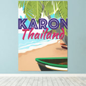 Karon thailand cartoon reisposter. canvas afdruk (Insitu (Houten vloer))