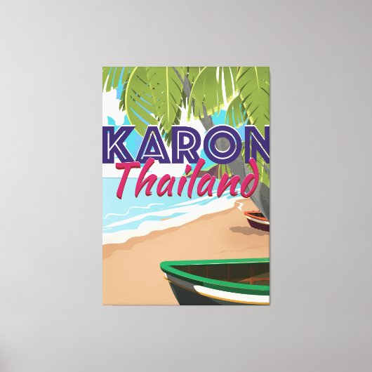 Karon thailand cartoon reisposter. canvas afdruk (Voorkant)