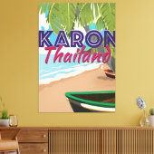 Karon thailand cartoon reisposter. canvas afdruk (Insitu (Woonkamer))