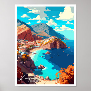 Karpathos Griekenland Reizen Illustratie Poster