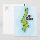 Karpathos Griekse kaart geïllustreerde reisposter (Voorkant / Achterkant)