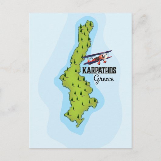 Karpathos Griekse kaart geïllustreerde reisposter (Voorkant)