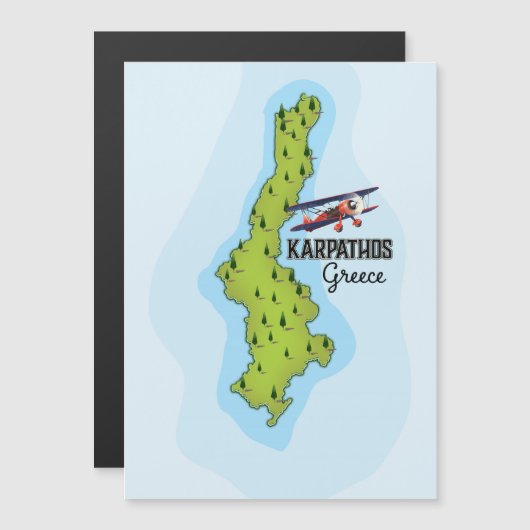 Karpathos Griekse kaart geïllustreerde reisposter (Voorkant / Achterkant)