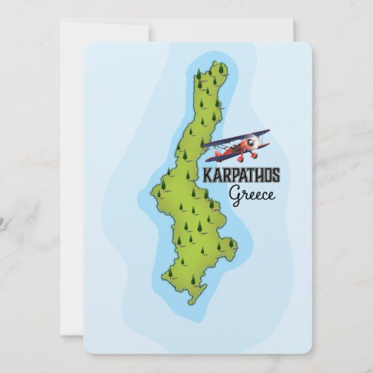 Karpathos Griekse kaart reisposter geïllustreerd (Voorkant)