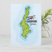 Karpathos Griekse kaart reisposter geïllustreerd (Staand voorkant)