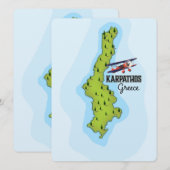 Karpathos Griekse kaart reisposter geïllustreerd (Voorkant / Achterkant)