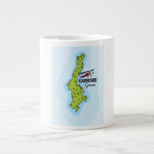 Karpathos Griekse kaart reisposter geïllustreerd Grote Koffiekop
