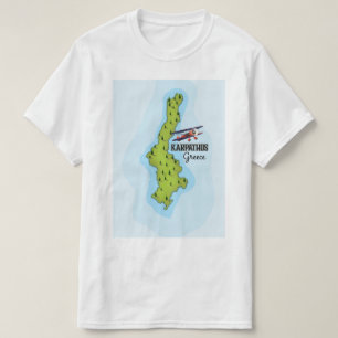 Karpathos Griekse kaart reisposter geïllustreerd T-shirt