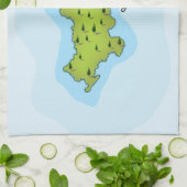 Karpathos Griekse kaart reisposter geïllustreerd Theedoek (Gevouwen)