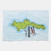 Karpathos Griekse kaart reisposter geïllustreerd Theedoek (Horizontaal)