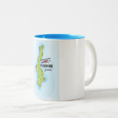 Karpathos Griekse kaart reisposter geïllustreerd Tweekleurige Koffiemok (Voorkant rechts)