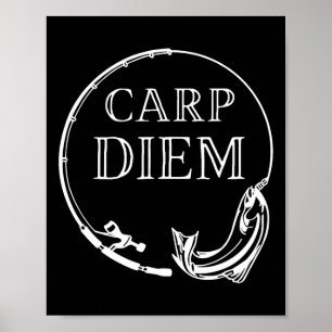 Karper Diem Grijp De Karper Grappige Visserij Carp Poster