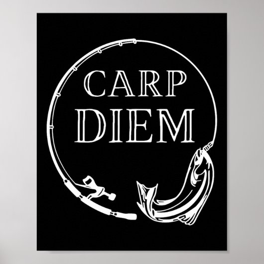 Karper Diem Grijp De Karper Grappige Visserij Carp Poster (Voorkant)