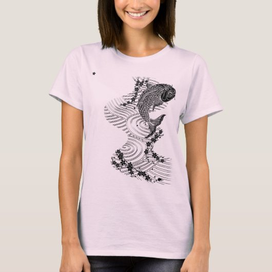 Karper en kersbloesem 鯉 桜 t-shirt (Voorkant)