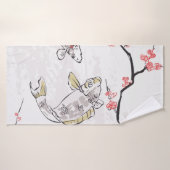 karper koi vis natuur landschap uitzicht schemerst badhanddoek (Badhanddoek)