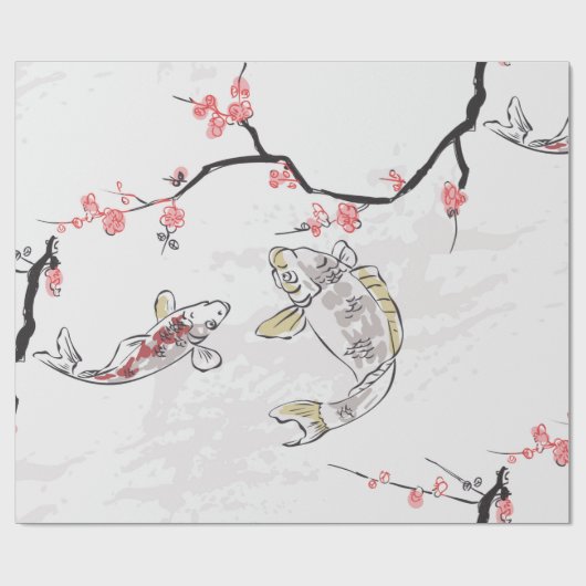 karper koi vis natuur landschap uitzicht schemerst cadeaupapier (Vlak)