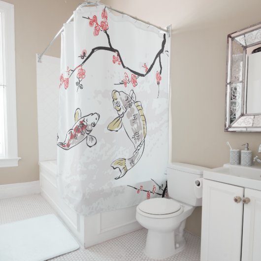 karper koi vis natuur landschap uitzicht schemerst douchegordijn (In situ)