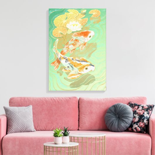 Karper Koi Vis Water Lelie Vijver Canvas (Insitu (Woonkamer))