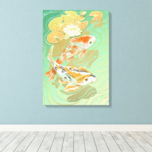 Karper Koi Vis Water Lelie Vijver Canvas (Insitu (Houten vloer))