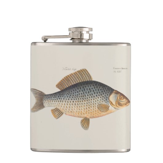 Karper vissen schilderen zoetwater tekening heupfles (Voorkant)