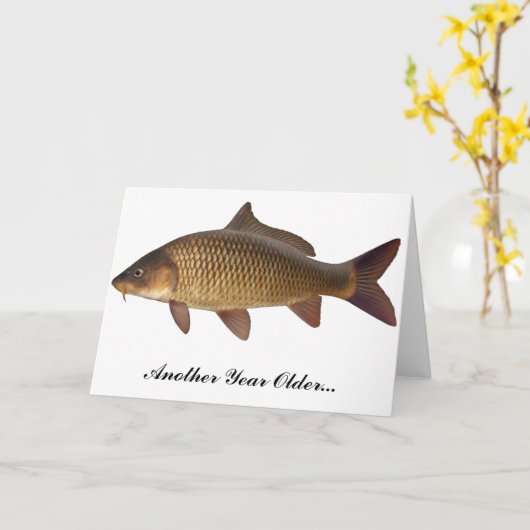 Karper Vist Verjaardag Kaart (Gele Bloem)