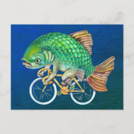 Karpers rijden op een fiets briefkaart