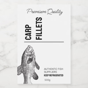 Karpervisfilets Productlabel Voedselcontainer Etiket