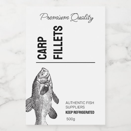 Karpervisfilets Productlabel Voedselcontainer Etiket (Enkel label)