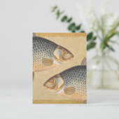 Karpervisvisserij schilderij zoetwater briefkaart (Staand voorkant)