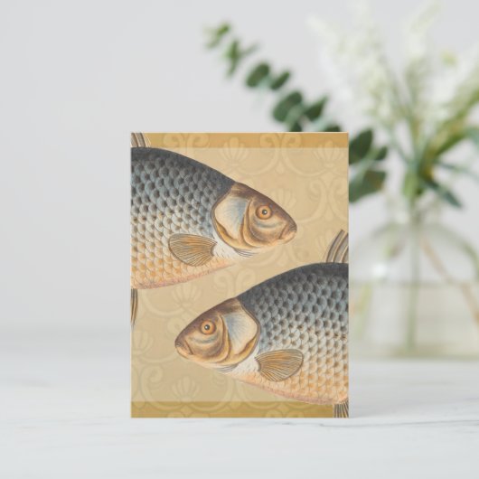 Karpervisvisserij schilderij zoetwater briefkaart (Staand voorkant)