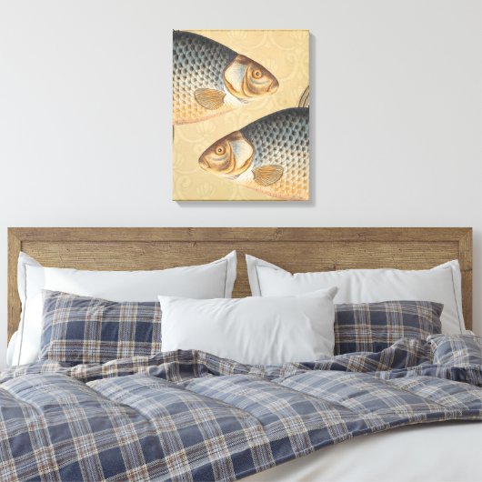 Karpervisvisserij schilderij zoetwater canvas afdruk (Insitu (Slaapkamer))
