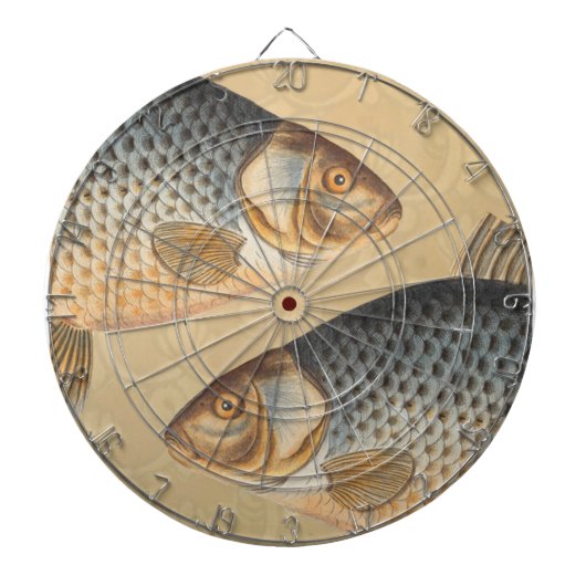 Karpervisvisserij schilderij zoetwater dartbord (Voorkant)