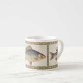 Karpervisvisserij schilderij zoetwater espresso kop (Voorkant rechts)