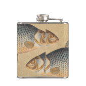 Karpervisvisserij schilderij zoetwater heupfles (Achterkant)