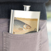 Karpervisvisserij schilderij zoetwater heupfles (Voorbeeld)