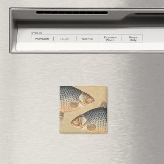 Karpervisvisserij schilderij zoetwater magneet (Insitu (Vaatwasser))