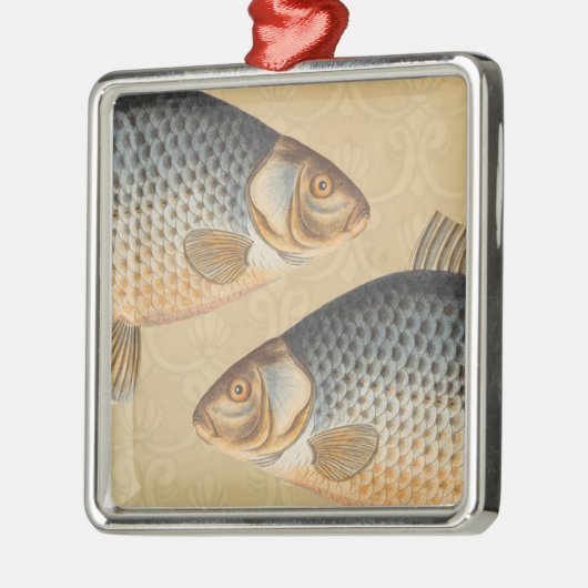 Karpervisvisserij schilderij zoetwater metalen ornament (Links)