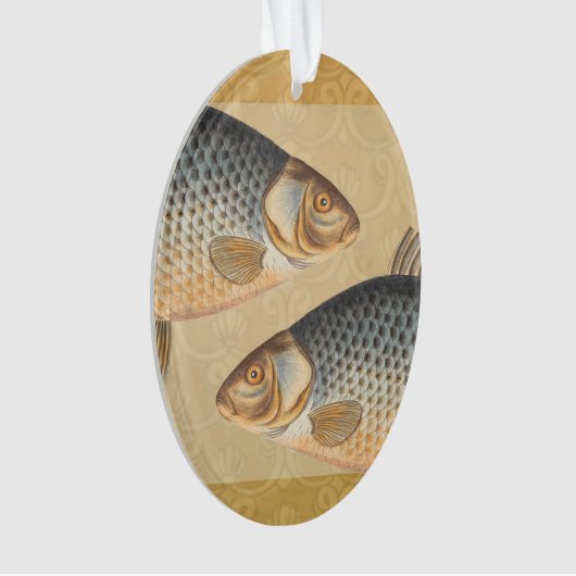 Karpervisvisserij schilderij zoetwater ornament (voorkant)