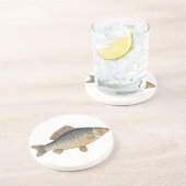 Karpervisvisserij schilderij zoetwater zandsteen onderzetter (Zijkant)