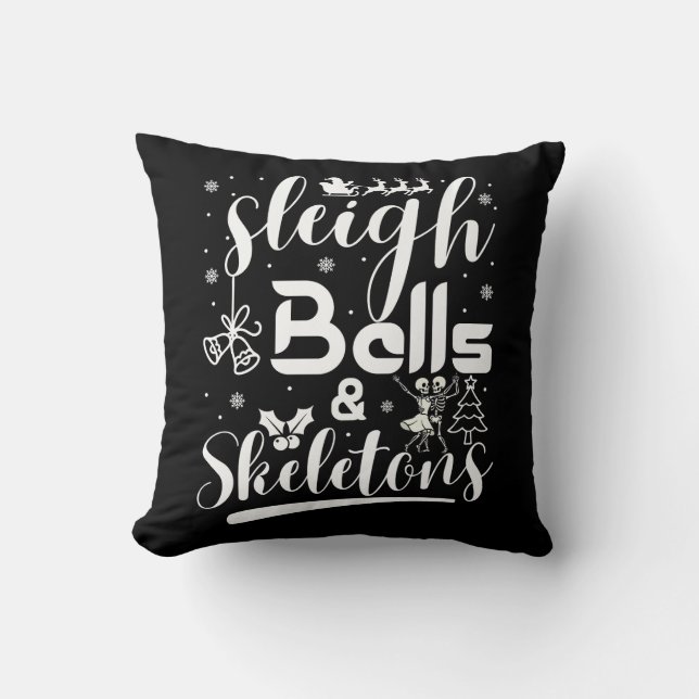 Karrengeluiden & skeletten dansen grappige kerst kussen (Voorkant)