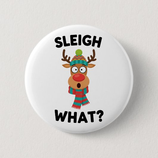 Karrenslee Wat? Grappige Rendier Kerst Ronde Button 5,7 Cm (Voorkant)