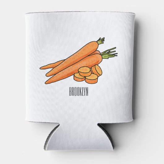 Karrot cartoon illustratie blikjeskoeler (Voorkant)