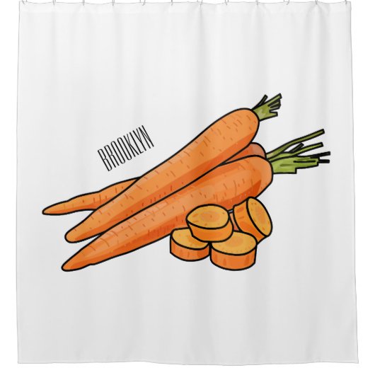Karrot cartoon illustratie douchegordijn (Voorkant)