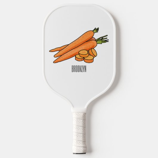 Karrot cartoon illustratie pickleball paddle (Voorkant)