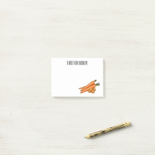 Karrot cartoon illustratie post-it® notes (Op bureau)